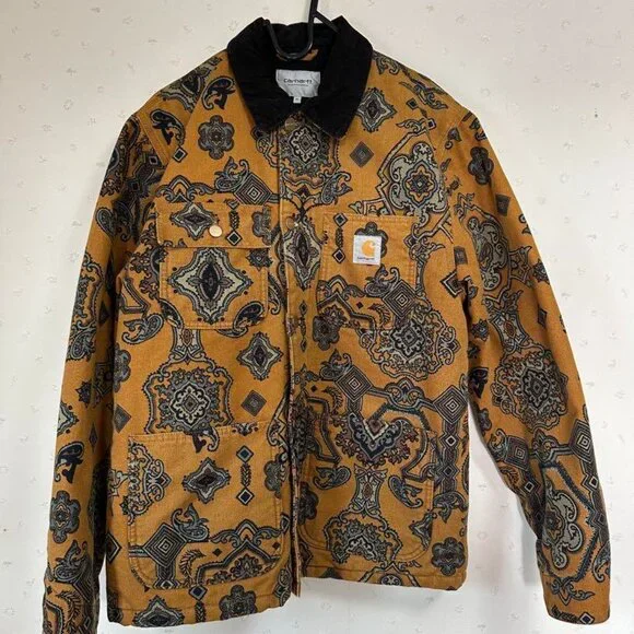 Carhartt Wip Paisley Tapestry Design Print Michigan Coat Jacket - Picture 2 of 12